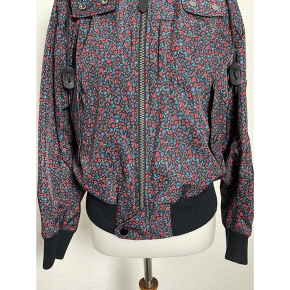 Coach Jacket Hoodie Bomber Varsity Multicolor Floral Windbreaker - Picture 5 of 15